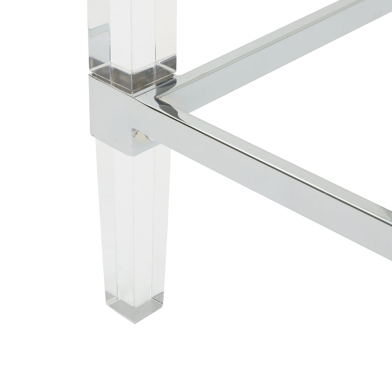 Ultra Modern Rectangle Coffee Table With Tempered Glass Surface - Clear