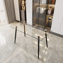 Modern Minimalist Rectangular Glass Dining Table With Tempered Glass Top Metal Legs, For 4 - 6 - Transparent
