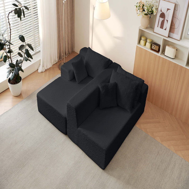 Modular Cloud Sectional Couch With L Shape Chaise, Deep Seat - Black