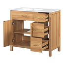 Bathroom Vanity, 2 Soft Close Doors, 3 Soft Close Drawers, Adjustable Shelf - Wood