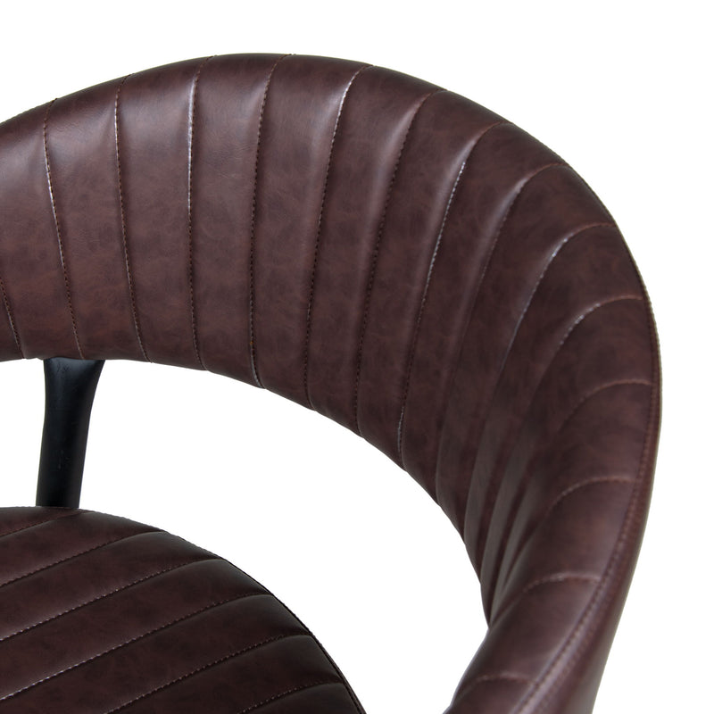 Modern Curved Back Upholstered Dining Chair Set With Metal Legs (Set of 2) - Brown / Black