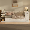 Daybed With Side Shelves, Multi Functional Desk & Charging Station
