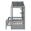 House Bed With Shelves, Window And Sparkling Light Strip On The Roof