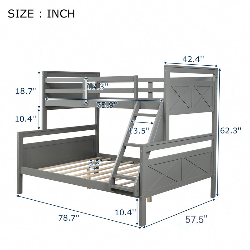 Bunk Bed With Ladder, Safety Guardrail, Perfect For Bedroom