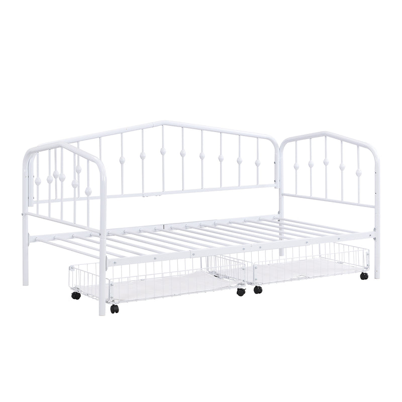 Twin Size Stylish Metal Daybed with 2 Drawers, White