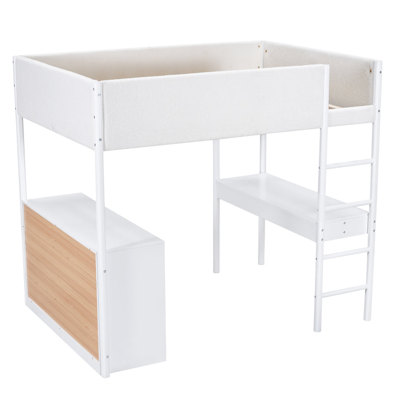 Full Size Teddy FleeceLoft Bed Wood Bed, White