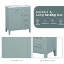30" Bathroom Vanity With Sink Combo, Bathroom Cabinet With Drawers - Green