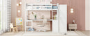 Twin size Loft Bed with Desk, Shelves and Wardrobe-White