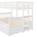 Twin-Over-Full Bunk Bed with Twin size Trundle , Separable Bunk Bed with Drawers for Bedroom - White