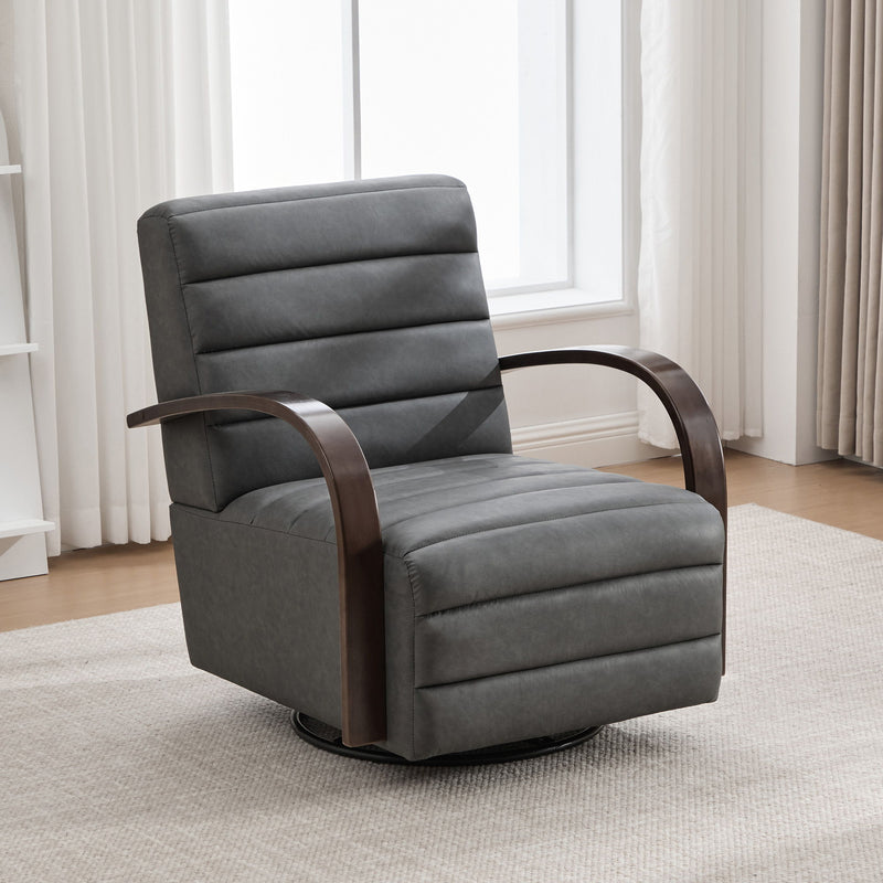 360° Swivel Accent Chair With Armrests, Comfy Lounge Reading Chair - Gray