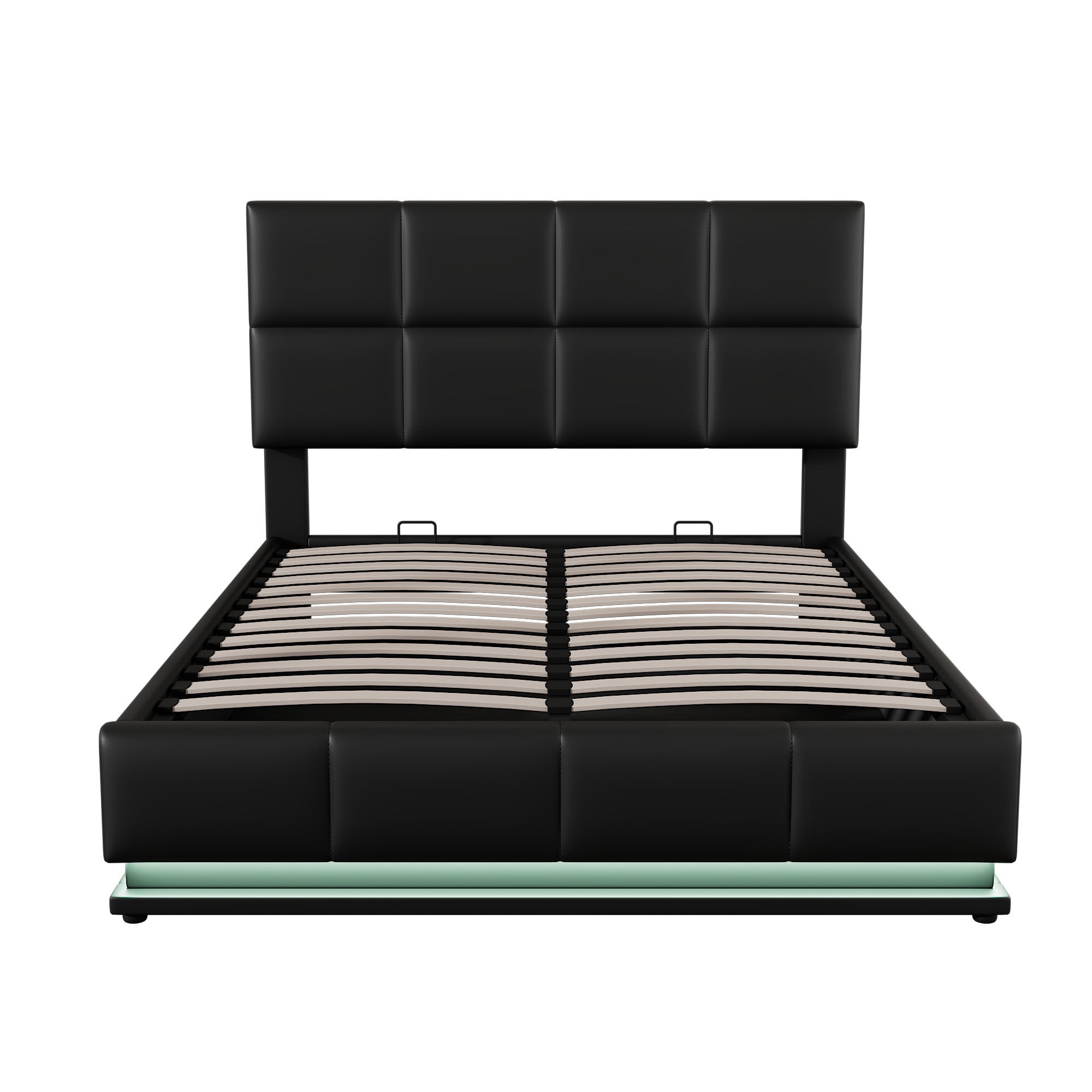 Full Size Tufted Upholstered Platform Bed with Hydraulic Storage System,PU Storage Bed with LED Lights and USB charger, Black - Atlantic Fine Furniture Melbourne FL
