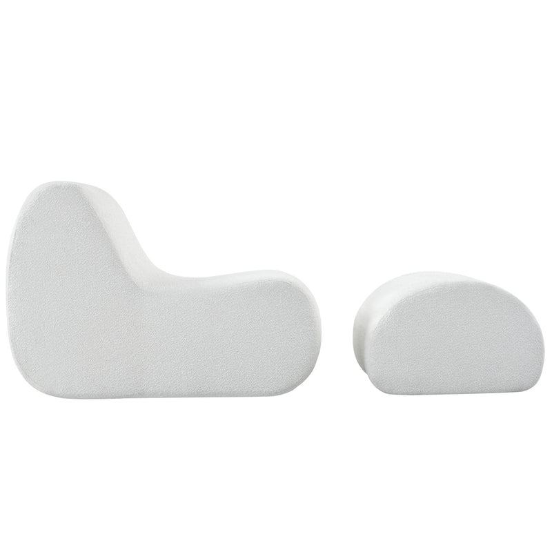 Curved Lounge Chair With Ottoman And High Resilience Foam