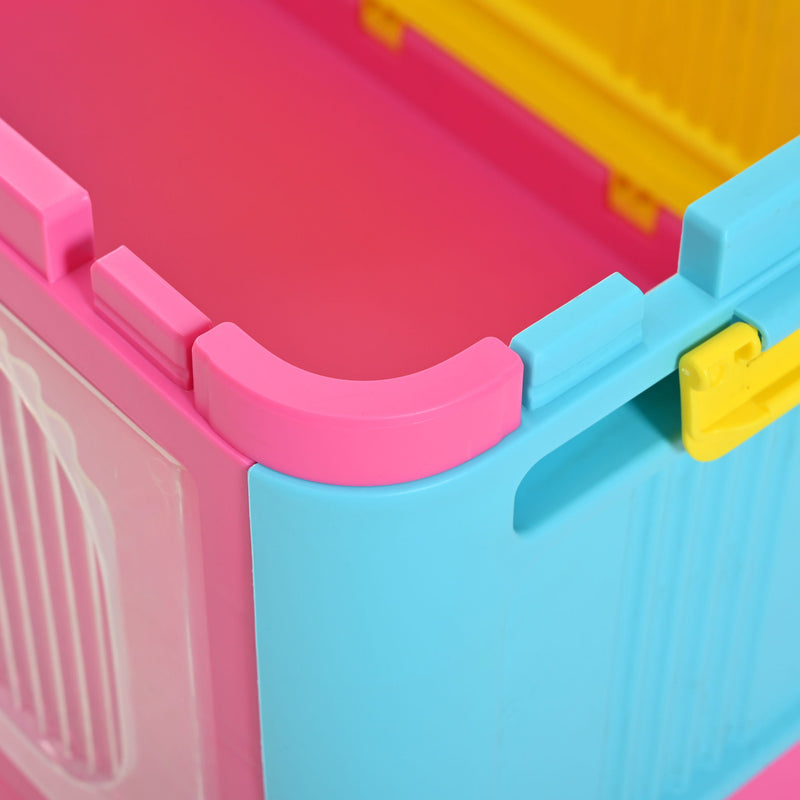 Folding Storage Cabinet With Magnetic Doors And Wheels