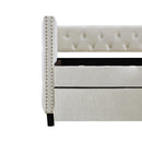 Sofa bed with wheels, upgraded velvet upholstered sofa bed, with Button and Copper Nail on Square Arms,bedroom living room furniture (Beige,full,82.75"x58"x30.75")