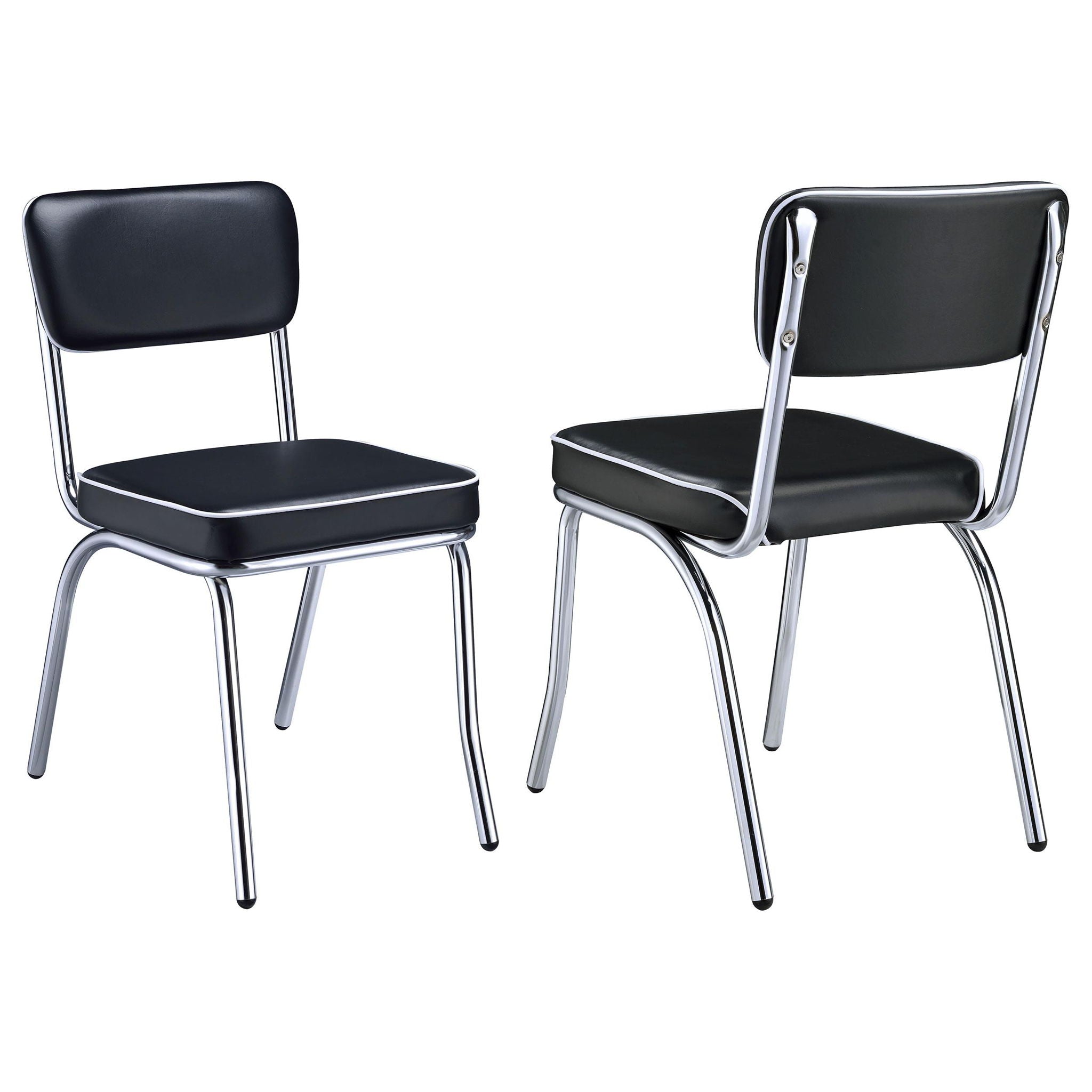 Retro Upholstered Dining Side Chair Black (Set of 2) - Atlantic Fine Furniture Melbourne FL