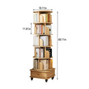 Rotating Bookshelf With Wheels And Drawer, 360° Spinning Design, Space Saving Storage