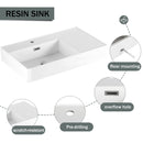 Modern Wall Mounted Bathroom Vanity With Resin Sink And Side Cabinet, Soft Close Drawer, Imitative - Imitative Oak