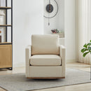 Modern Square Upholstered Swivel Accent Chair With Metal Base