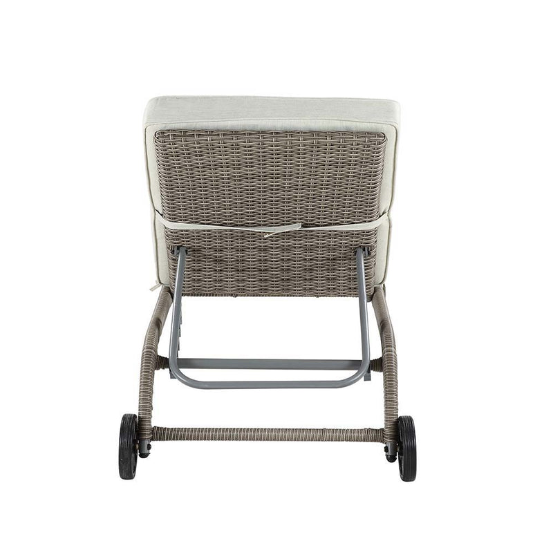Salena - 13" Patio Sun Lounge - Beige Fabric & Gray
