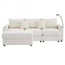 Modern Style Loveseat Sofa Sectional Sofa Couch With Storage Space, A Movable Ottoman, Two USB Ports, Two Cup Holders, A Phone Holder For Living Room