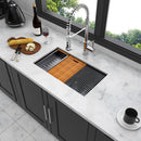 Workstation Kitchen Sink, Single Bowl Undermount 16 Gauge Stainless Steel - White