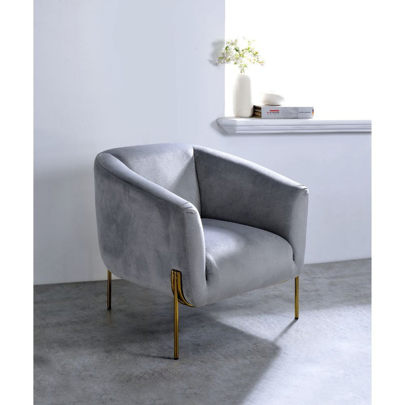 Carlson - Accent Chair - Gray Velvet & Gold