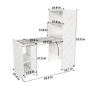 Stretchable Office Desk With Storage Shelves And Mobile Wheels, Foldable Design For Small Apartments - White Marble