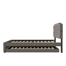 Upholstered Platform Bed With Trundle And 2 Sets Of USB Ports On Each Side, Linen Fabric