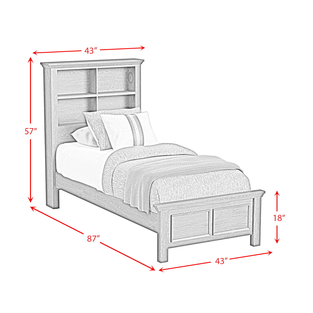 Hampton Kids Bookcase Bedroom Set in Black by Elements International, view 44