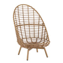 Ellis - Outdoor Wicker High Back Lounge Chair, Teak Finished Leg - Light Brown / Beige