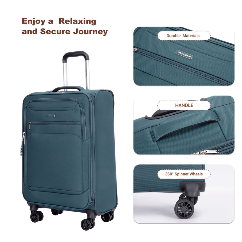 3 Piece Luggage Sets, Softshell Suitcase Spinner Wheels