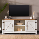 Modern Farmhouse Barn Door 3 Shelf TV Stand For TVs Up To 65”