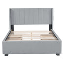 Full Size Upholstered Bed with 4 Drawers, Gray