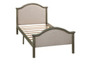 Twin Bed with Upholstered Headboard and Footboard, with Slats,Grey