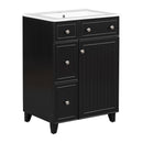 Transitional Style Bathroom Vanity Cabinet With Ceramic Sink