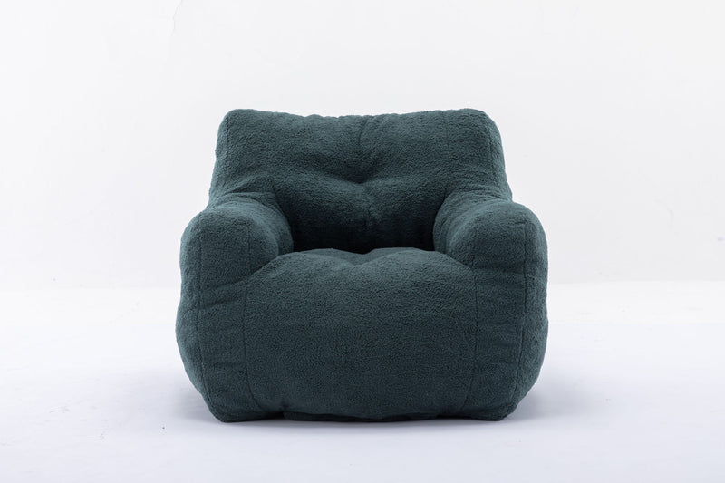 Soft Teddy Fabric Tufted Foam Bean Bag Chair With Teddy Fabric