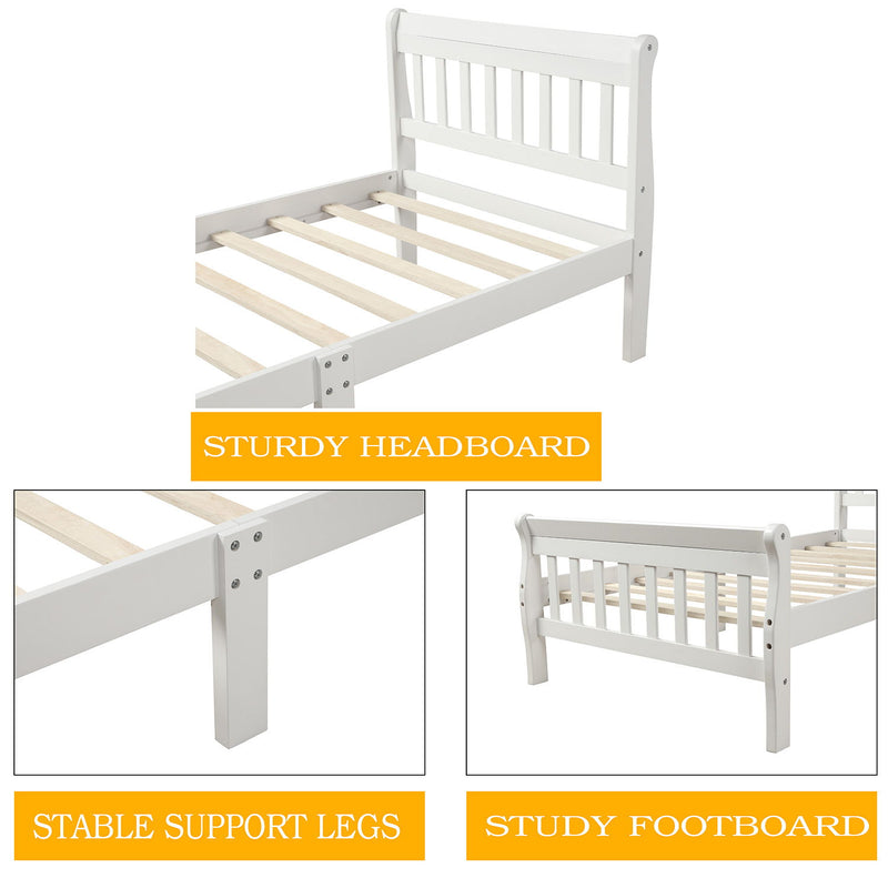 Platform Bed Frame Panel Bed Mattress Foundation Sleigh Bed With Headboard / Footboard / Wood Slat Support