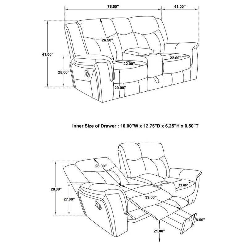 Conrad - Upholstered Padded Arm Motion Sofa Set