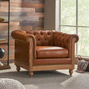Luminex - Tufted Upholstered Club Chair With Nailhead Accents And Scrolled Tuxedo Arms
