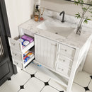 37" Bathroom Vanity, Multi Functional Cabinet With Doors And Drawers, Frame, Single Faucet Hole - White