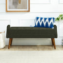 Modern Living Room Bench With Looped Yarn Fabric And Rubber Wooden Legs