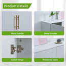 3 Door Large Storage Sideboard With Handles For Kitchen, Dining Room And Living Room, Accent Buffet Cabinet, Coffee Bar Sideboard Cabinet With 3 Doors - White / Gold