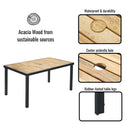 All Weather 7 Piece Patio Dining Table Set With Umbrella Hole - Brown / Gray