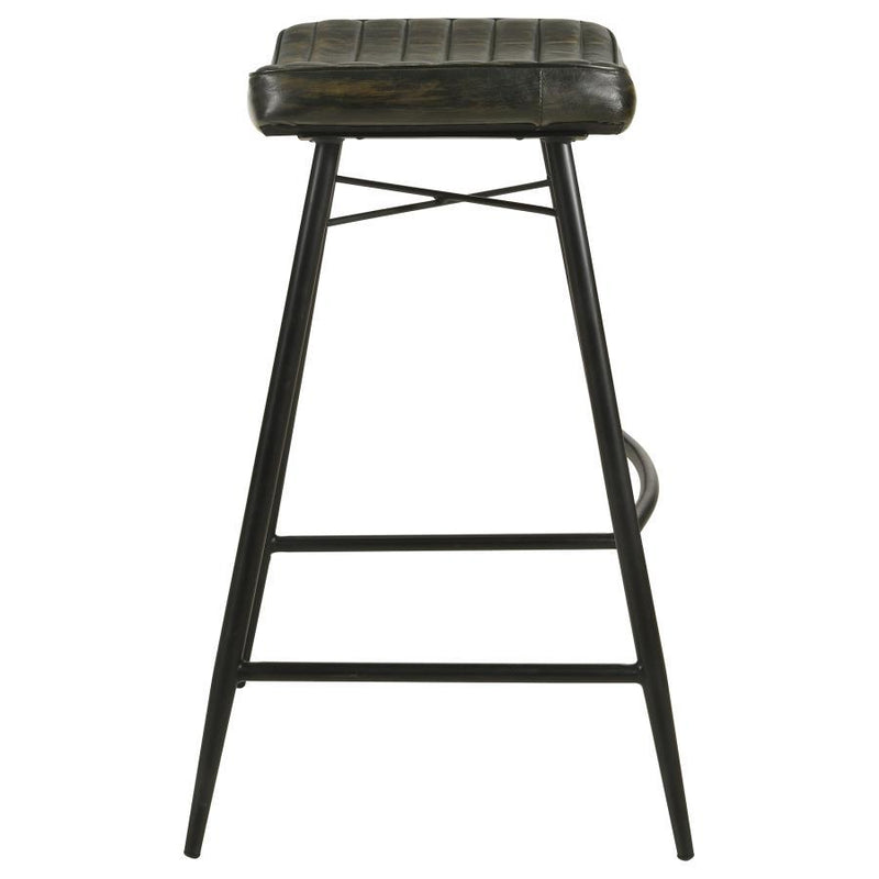 Bayu - Leather Upholstered Saddle Seat Backless Bar Stool (Set of 2)