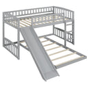 Twin Over Twin Classic Bunk Bed With Slide And Ladder - Gray