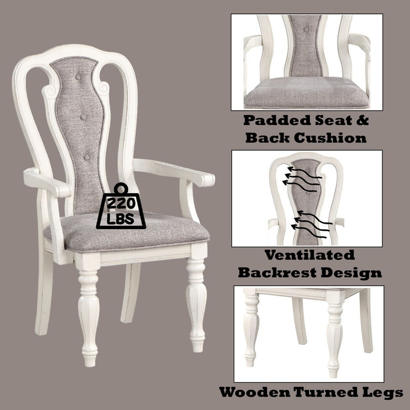 Florian - Arm Chair (Set of 2) - Gray & Antique White