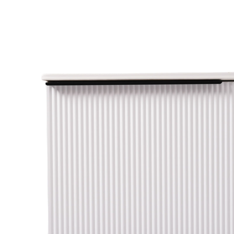 Fluted Bathroom Vanity With Ceramic Sink, Soft Close Slides