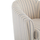 Modern Barrel Fabric Striped Barrel Chair With Channel Stitching - Beige / Blue Stripe
