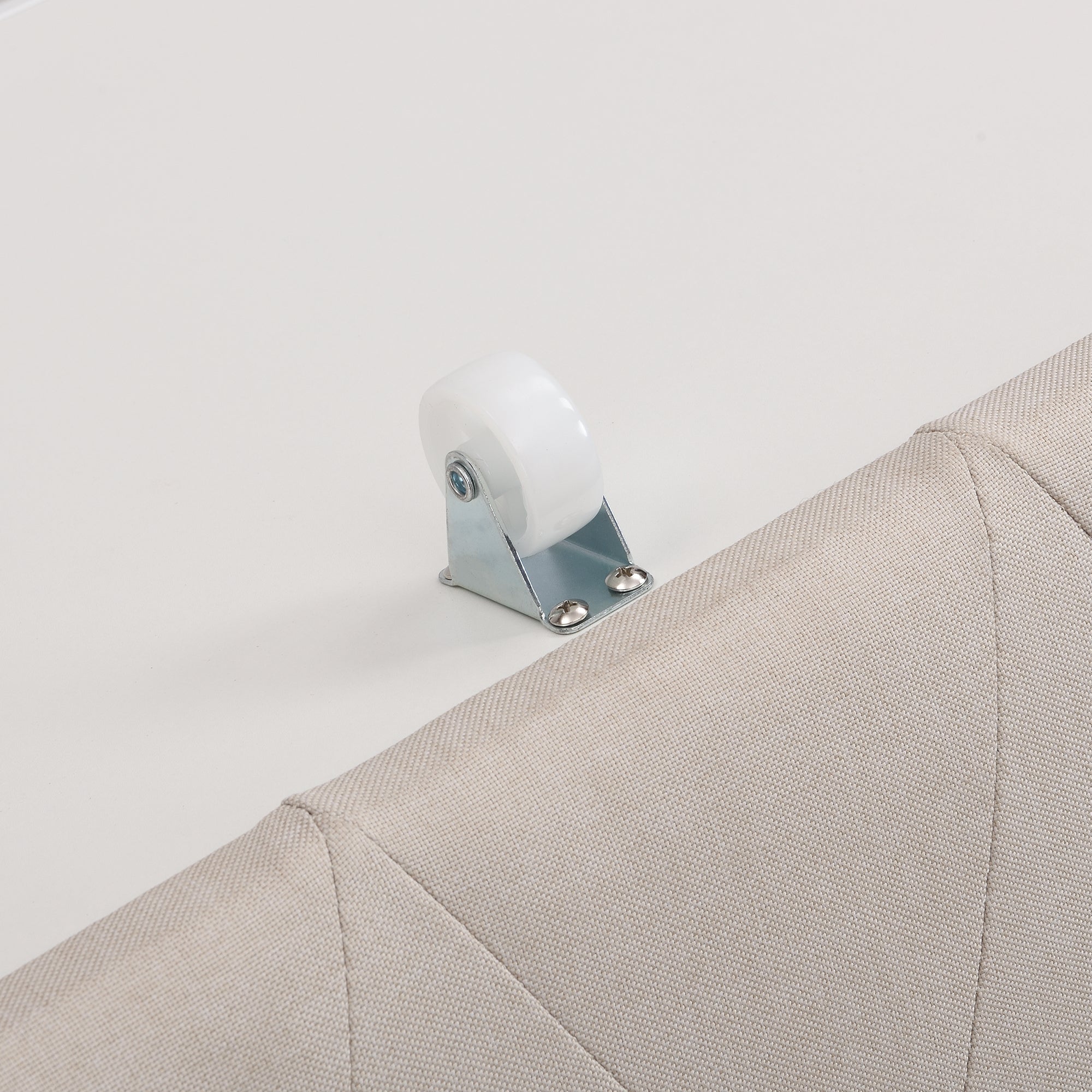 Full Size Storage Bed Metal Platform Bed with a Big Drawer - Beige