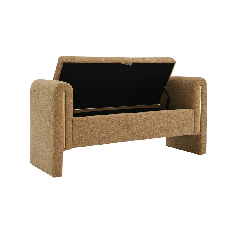 Modern Teddy Upholstered Large Bed End Bench With Arms And Storage